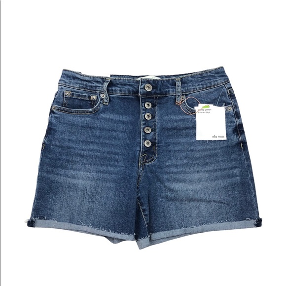 Ella Moss Beckett Cuffed Midi Exposed Button Fly Jean Shorts. Size 28 NEW - Picture 3 of 9